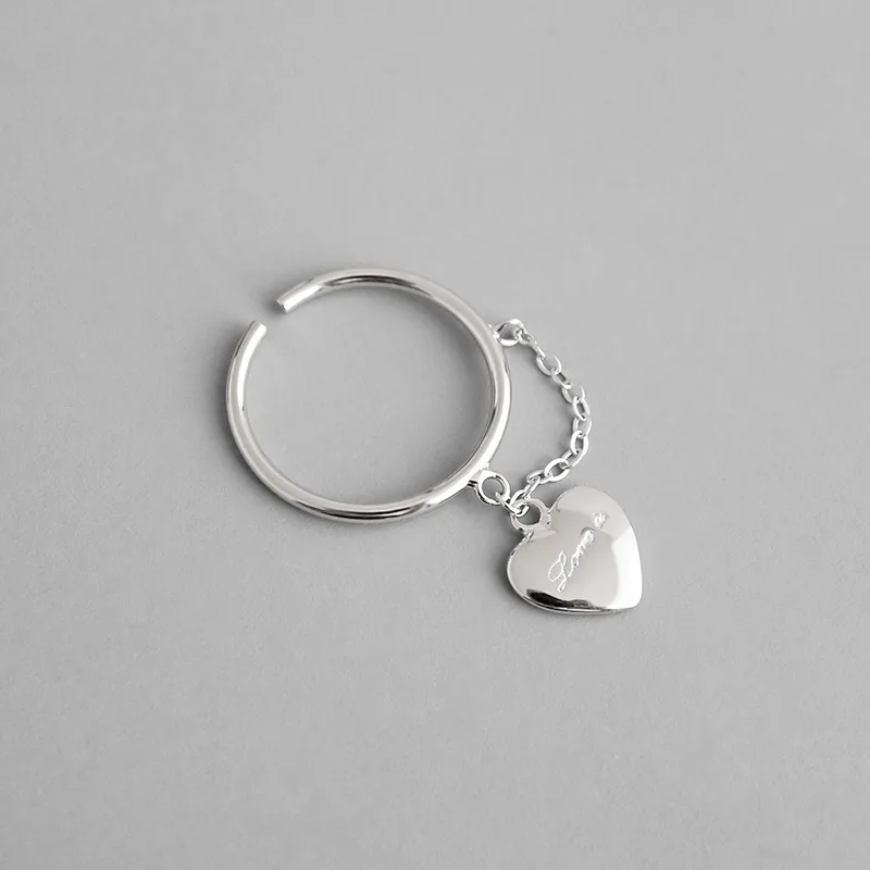 New Fashion 100% 925 Sterling Silver Heart Finger Rings for Women Luxury S925 Jewelry