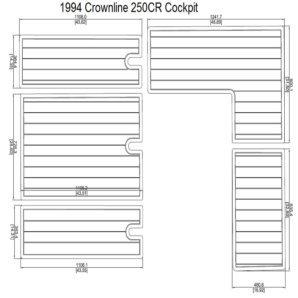 

1994 Crownline 250CR Cockpit Pad Boat EVA Teak Decking 1/4" 6mm