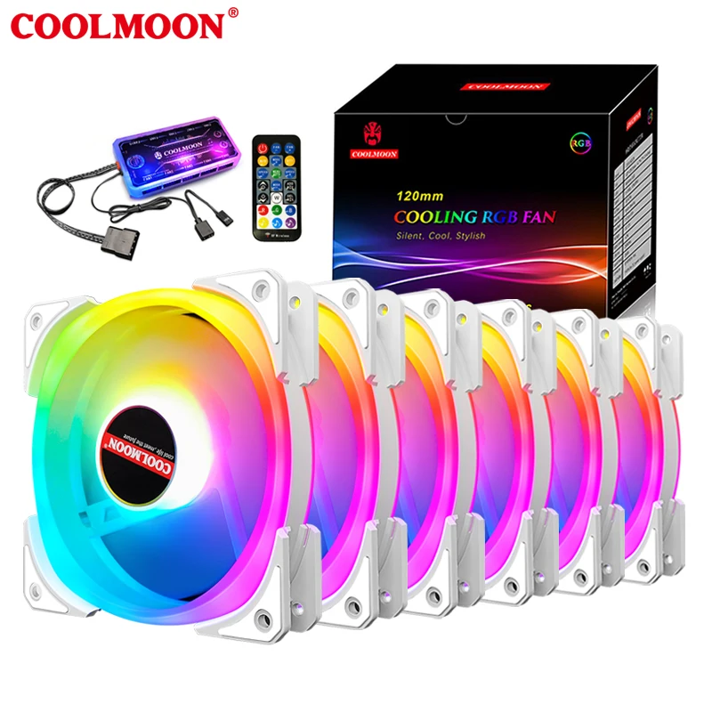 

COOLMOON Dual-Oval-II 120mm computer case fan music 5V ARGB Controller remote control Double-sided LED Shaft glow Quiet RGB fan