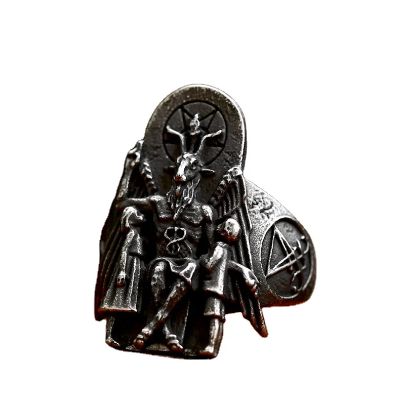 

SS8-1156R 2023 Creative Design 316L Stainless Steel Egyptian Anubis Ring God Lucifer Satan Signet Ring For Men Vintage Jewelry