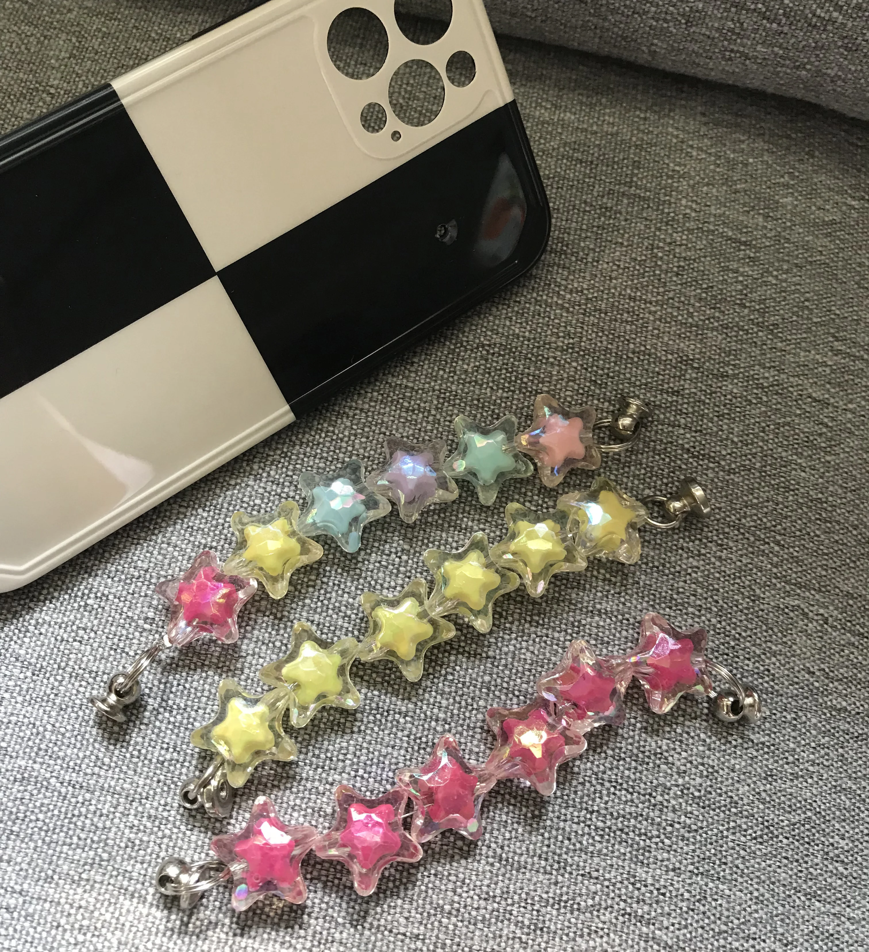 

Cute acrylic heart cell phone charm Jelly rabbit cell phone chain