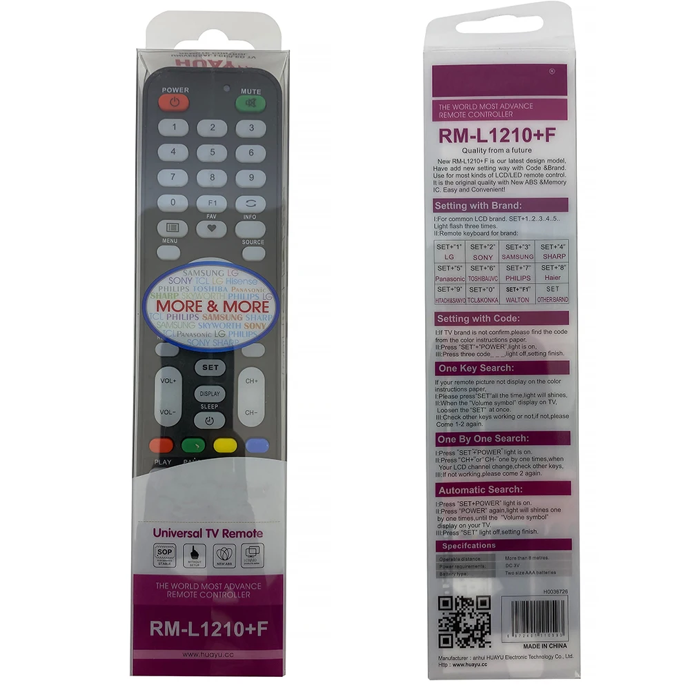 

RM-L1210+F huayu Universal TV Remote Control For Panasonic Sony LG Samsung multiple brand learning code Omnipotent TV Remote