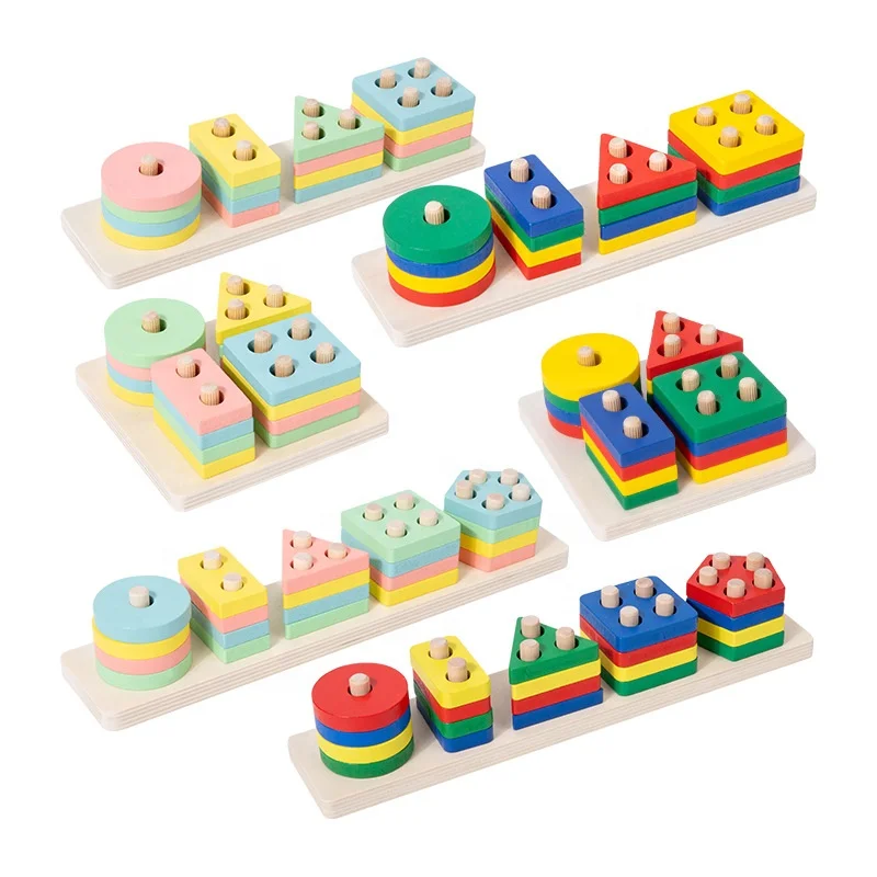 

Montessori Toys Wooden Sorting Stacking Toys for Toddlers Kids Preschool Educational Toys Color Recognition Shape sorter