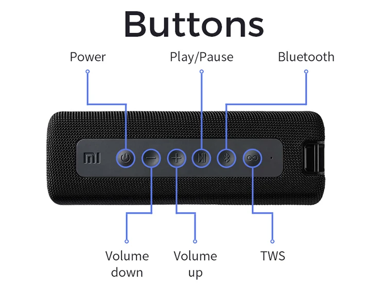 Xiaomi Mi Portable Bluetoth Speaker Outdoor 16W TWS Connection High Quality Sound IPX7 Waterproof 13 hours playtime Mi Speaker - ANKUX.COM