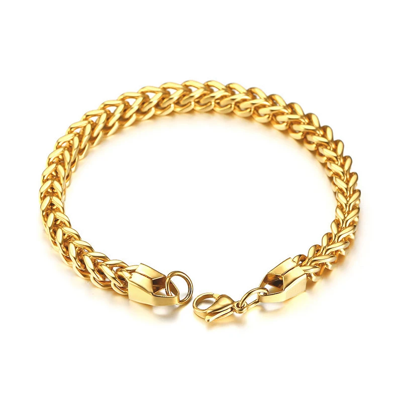 

Stainless Steel Luxury Gold Franco Link Chain Bracelet Mens, Silver, 18k gold, black