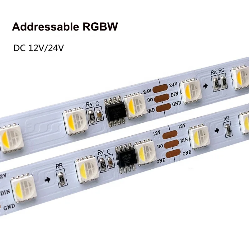 

Digital Addressable RGBW TM1814 smd5050 Flexible Tape 12V 24V Waterproof IP20 IP65 IP67 60leds/m 4 in 1 SMD 5050 Led Strip Light