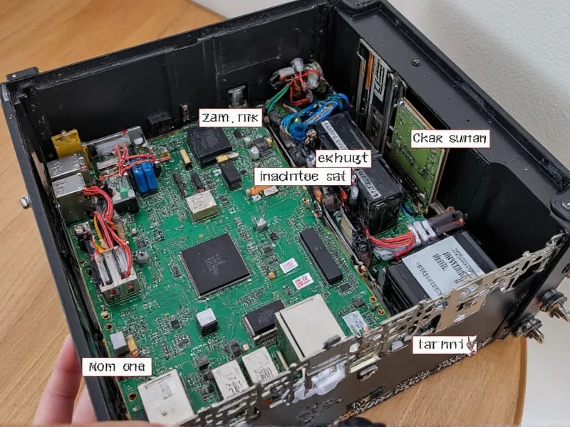 DIY NAS hardware assembly with labeled components