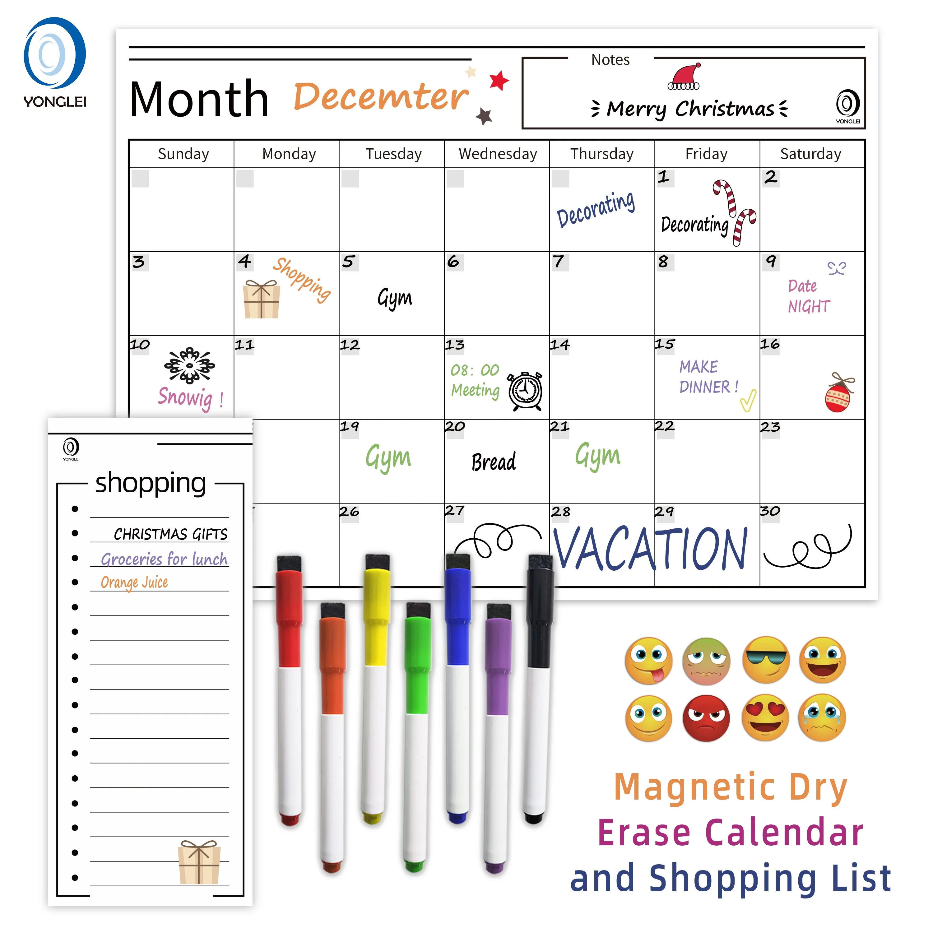 

11.7-7A1 Nanotechnology dry erase monthly magnetic calendar fridge planner customized, Customized color