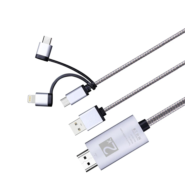 

SIPU 3 in 1 Micro USB Type-C to HDMI 1080P HD TV Cable Adapter For Android Phones, Grey,orange,pink