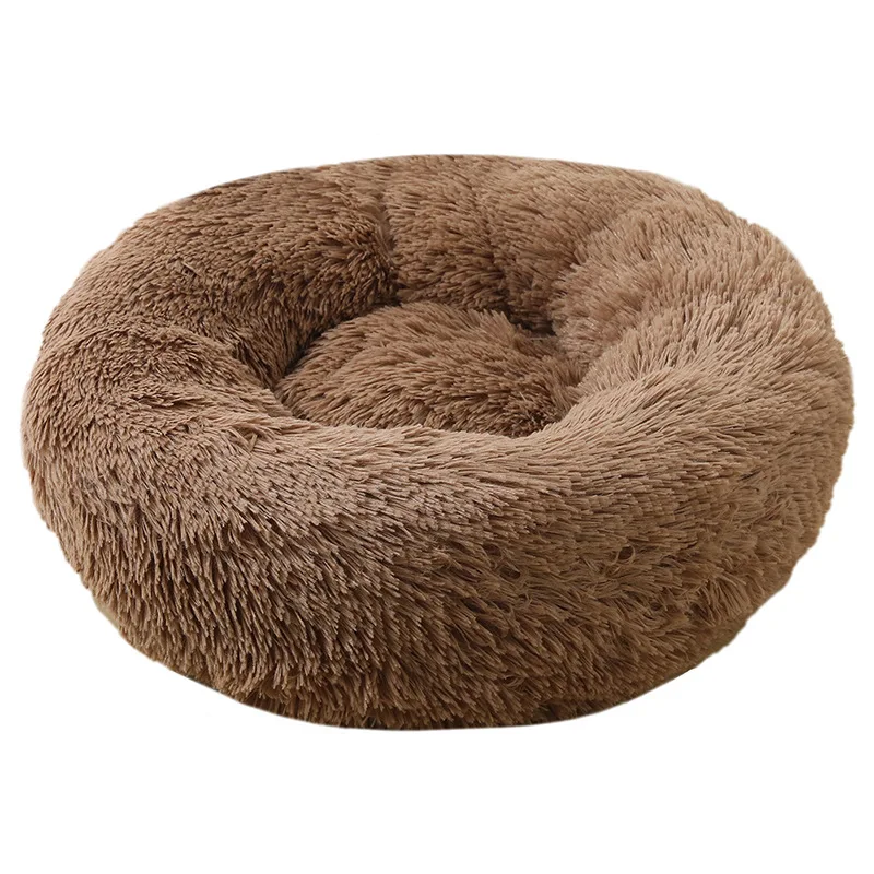 

2021 Hot Sale Fluppy Faux Fur Donut Bed Round Pet Bed For Dog And Cat In Stock Drop Shipping Factory, Customized color