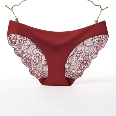 

Ice Silk Briefs Ladies Transparent Lace Underwear Women Panties Seamless