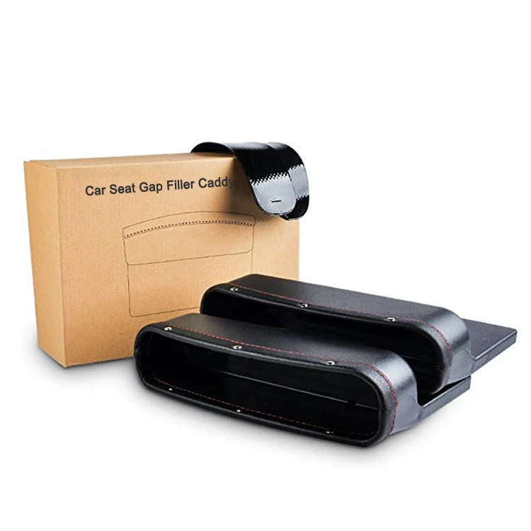

Car PU Leather Accessories Console Seat Gap Side Organizer Pockets with Non Slip Mat, Black,red,beige,brown