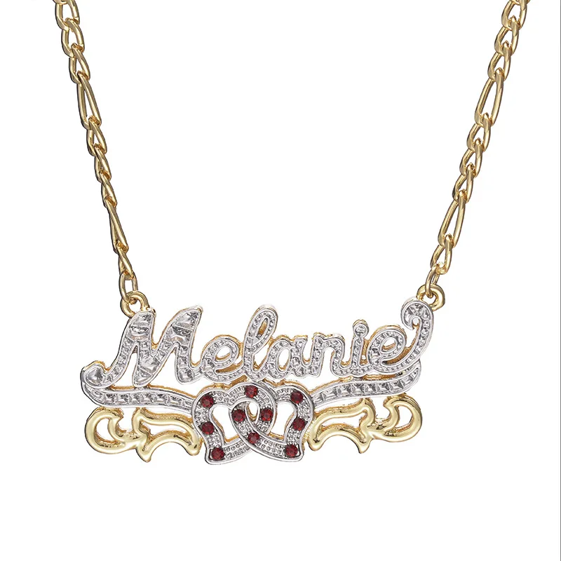 

Stainless Steel Letter Custom Double Plated Name Necklace Naam Ketting 3D Personalized Diamond Customized Birthstone Necklace, Gold,silver,rose gold