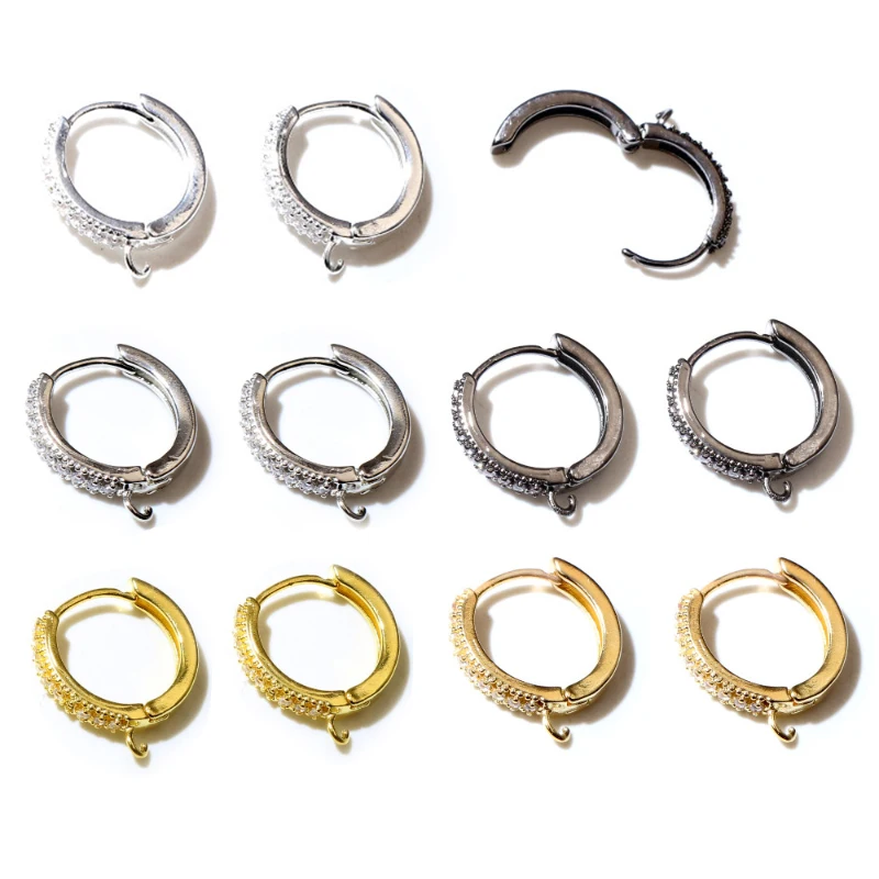 

10pcs 15mm with Zircon Gold Silver Color Earring Hooks Leverback Open Loop DIY Earring Clips Clasp Jewelry Making Accessories