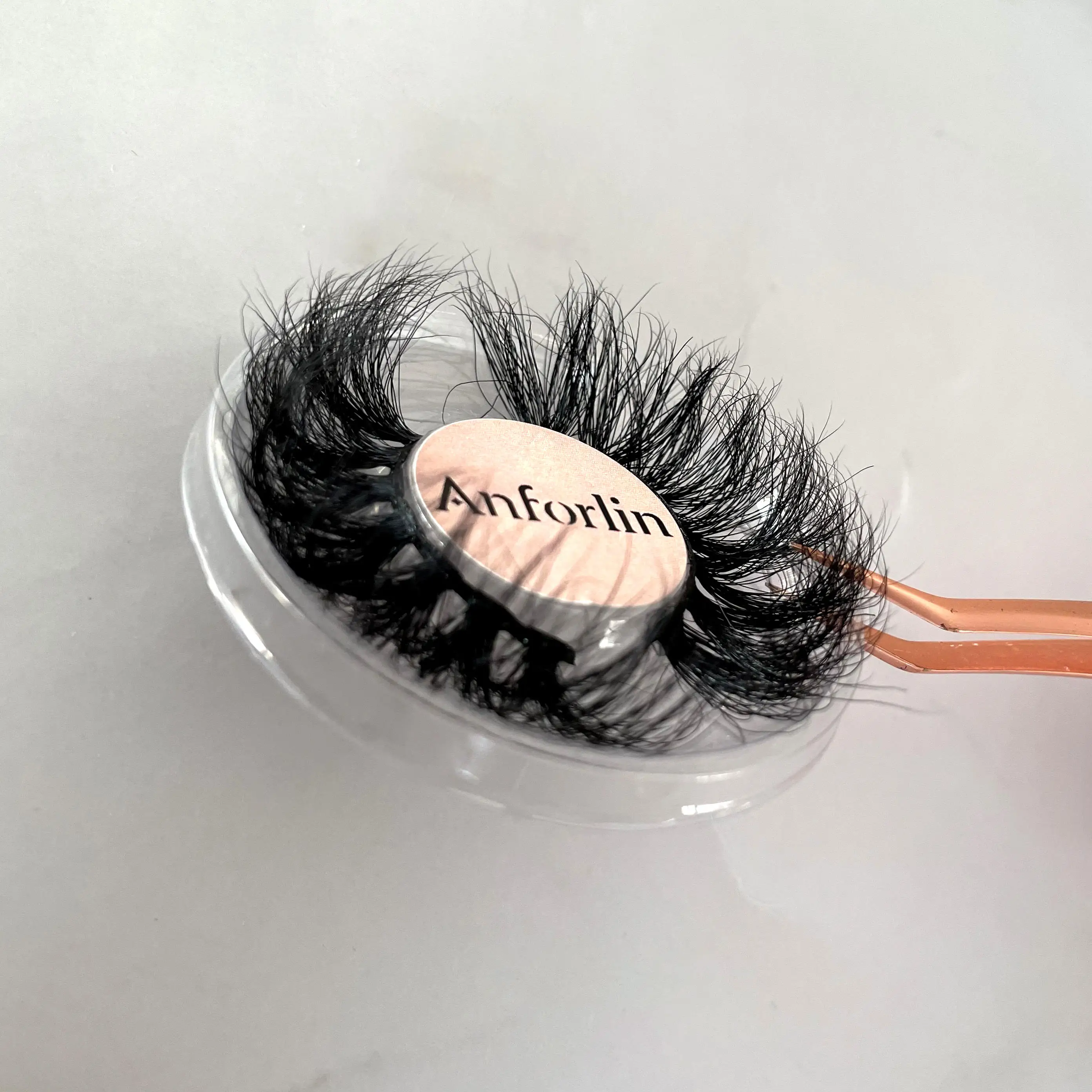 

Anforlin custom fluffy 3d full strip lashes case private label 25mm mink eyelash bulk lasheswholesale vendor, Natural black