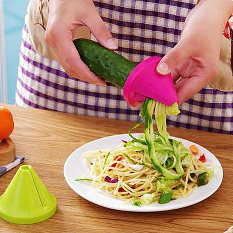 

2Colors Vegetable Plastic Spiral Slicers Shred Peeler Fruits Device Kitchen Gadget Accessories Cooking Kitchen Fruit Tool, Red+green