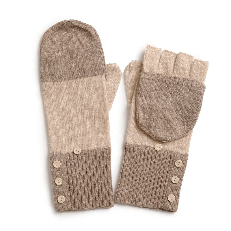 

2023 new design ladies convertible Cashmere Gloves & Mittens winter luxury fashion knitted fingerless gloves