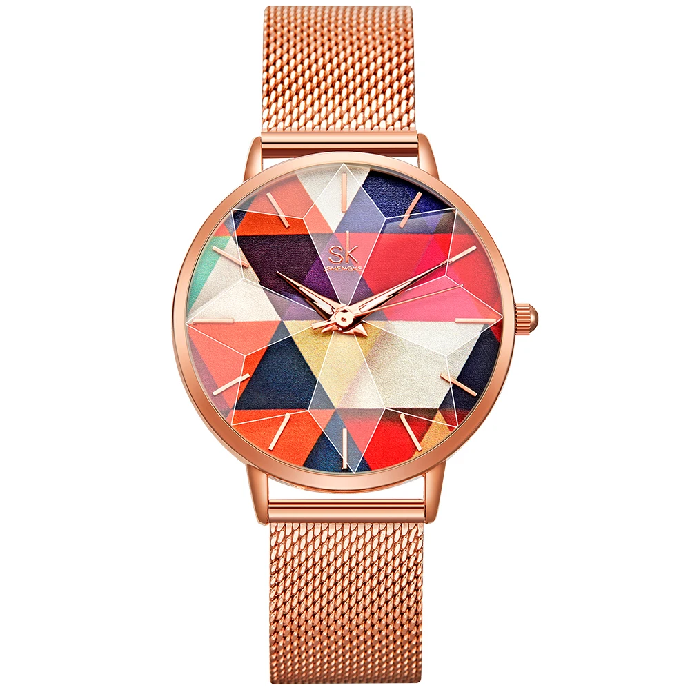 

SHENGKE Wholesale Ladies Watch Steel Mesh Watch Bands Colorful Watches K0127L
