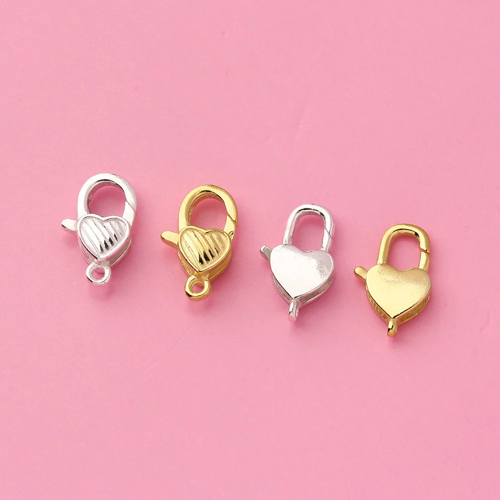 

Personalized Fashion 925 Sterling Silver Stripe Heart Spring Clasp For Jewelry Making Accessories Wholesale