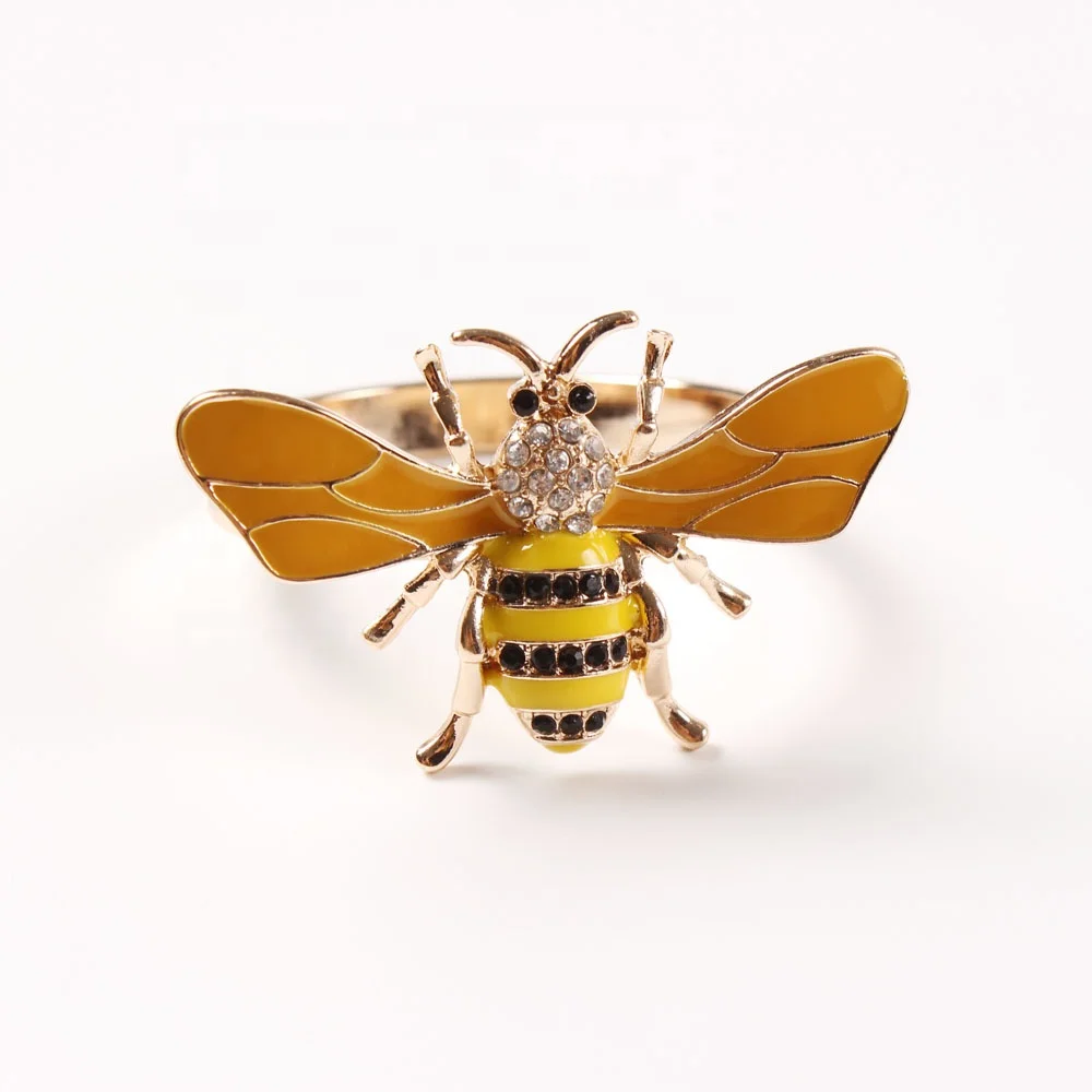 

Yellow Bee Crystal Napkin Rings For Spring
