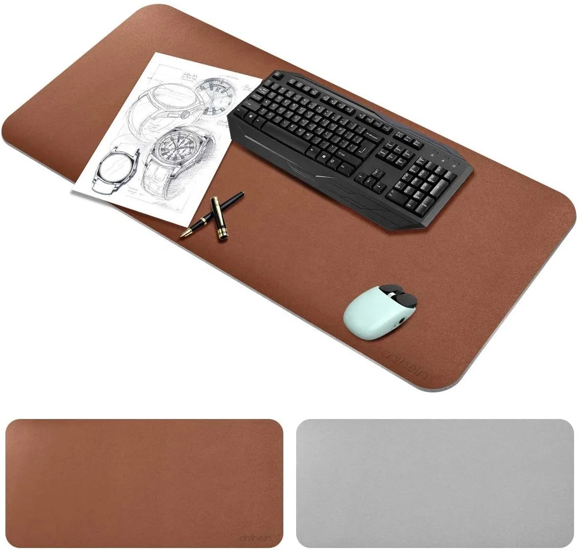 

Amazon Hot Selling Dual-Sided Multifunctional Leather Desk Writing Mat Mouse Pad, Black, red, blue, green,gray