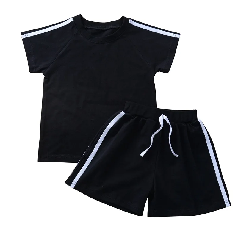 

Summer Children Boys Girls Blank Raglan Top Draw String Shorts Tracksuit Kids Sport Suit, Photo showed and customized color