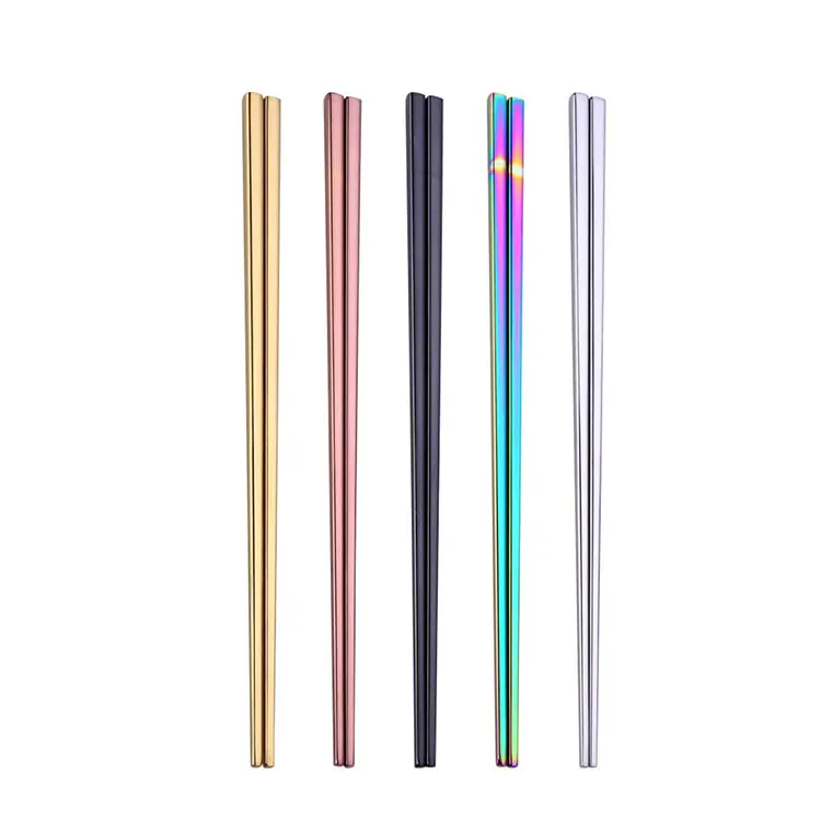 

High Quality Reusable Multicolor Lightweight Stainless Steel Metal Chopsticks, Custom