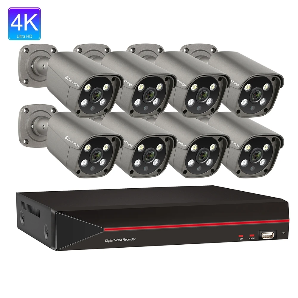 

Smart AI Camera Super 4k HD 8mp 8ch Security Camera System Surveillance POE Camera System NVR Kit
