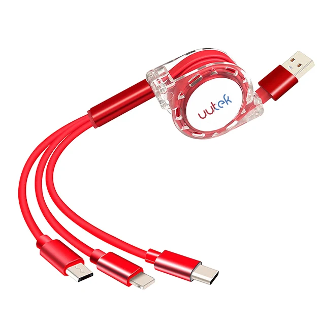 

Free Shipping Top1 UUTEK RSZ3 hot sales 3 in 1 usb cable for phone charger retractable usb charging cable usb cable, Black,blue,pink,grey,red,gold