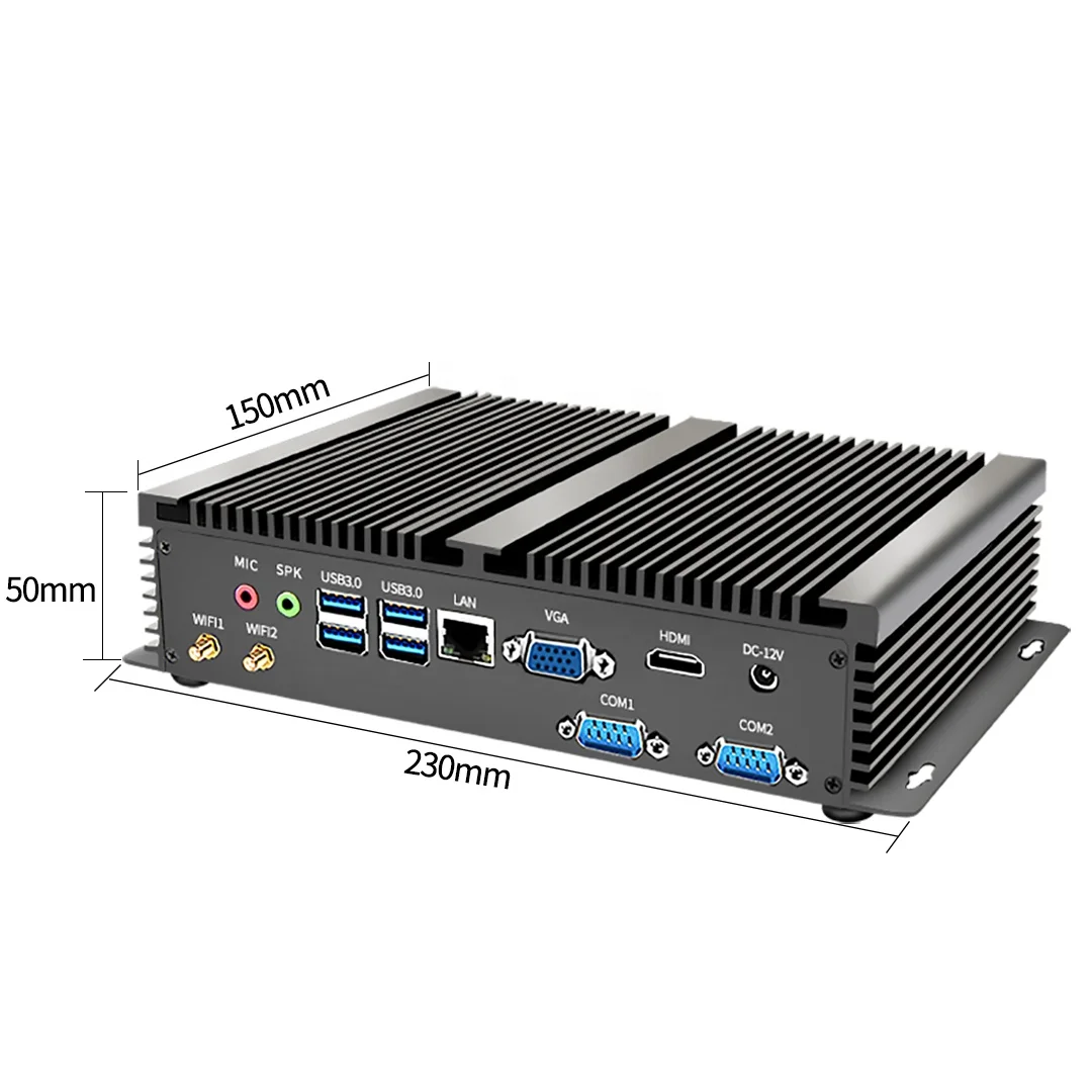 

Cheap Black Fanless Industrial POS PC 2955U Prebuilt Mini PC X86 Micro ITX Computer Used Linux Win7 Embedded Box WiFi Brother PC