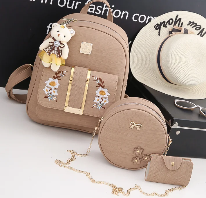 

Hot selling waterproof mini fashion pu leather cute backpack set for school