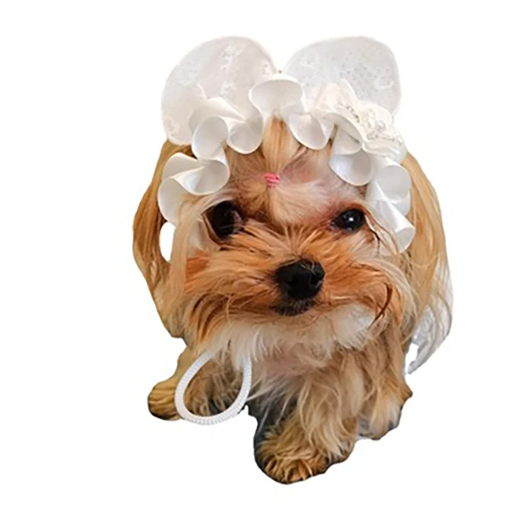 

Summer New Style Cute Pet Headgear Lace Wedding Cat and Dog Universal Pet Bow