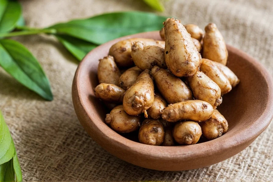Close-up view of black ginger rhizomes showing their distinctive dark purple-black color compared to regular pale yellow ginger