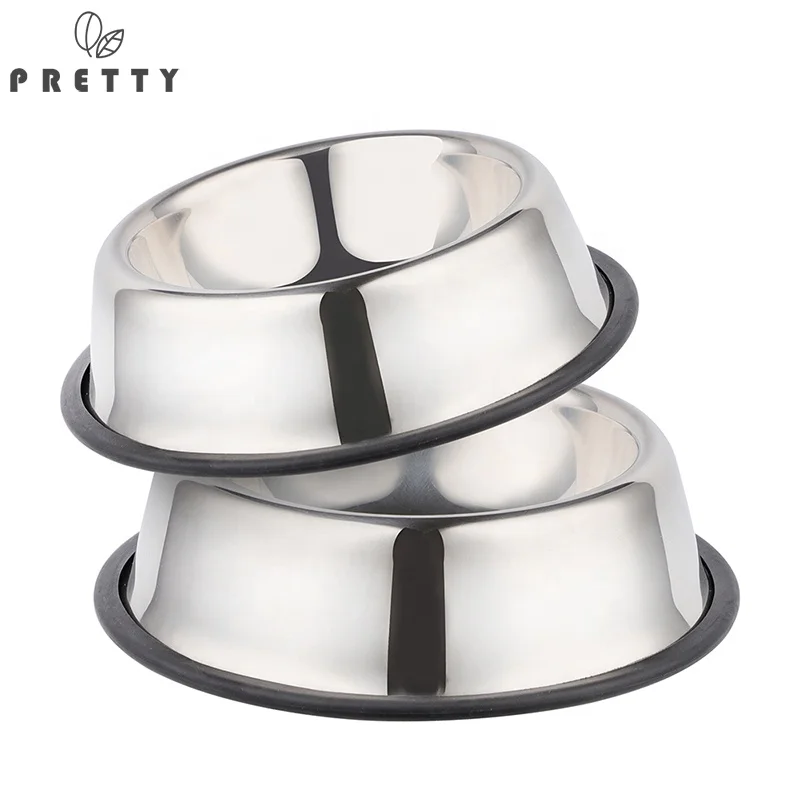 

Pretty Wholesale pet product Stainless Steel Pet Bowl for dog travel logo customizable non-slid pet feeder
