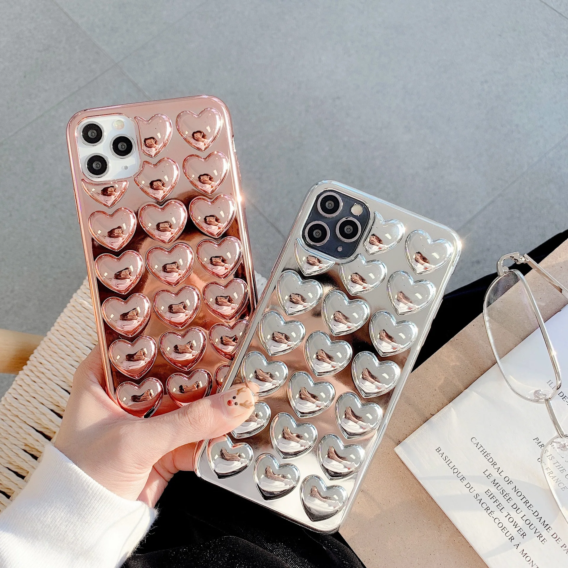

Luxury Electroplating Love Heart Phone Cases For iPhone 11 12 Pro Xs Max XR XS 7 8 Plus Lens Protection Shockproof Cover, 5 colors