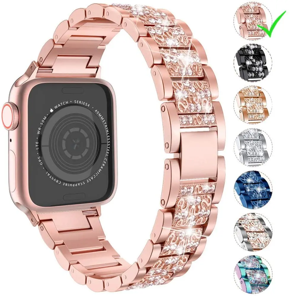 

HuaMJ 2020 38mm 42mm Crystal Stone Diamond Strap Ladies Bling Replacement Band for Apple Watch Band Rhinestone