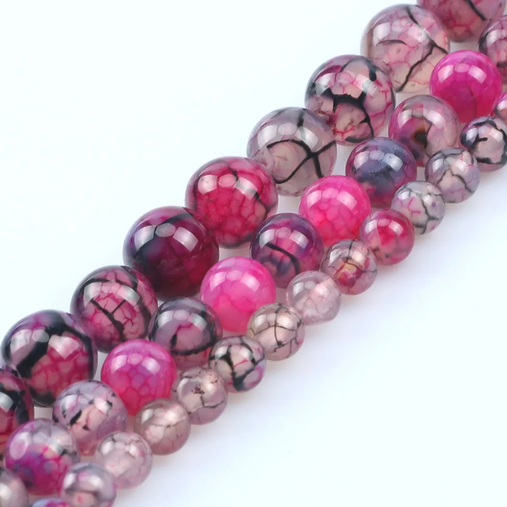 

Wholesale 6/8/10MM Round Rose Red Dragon Vein Agates Beads for Necklace Bracelet Making