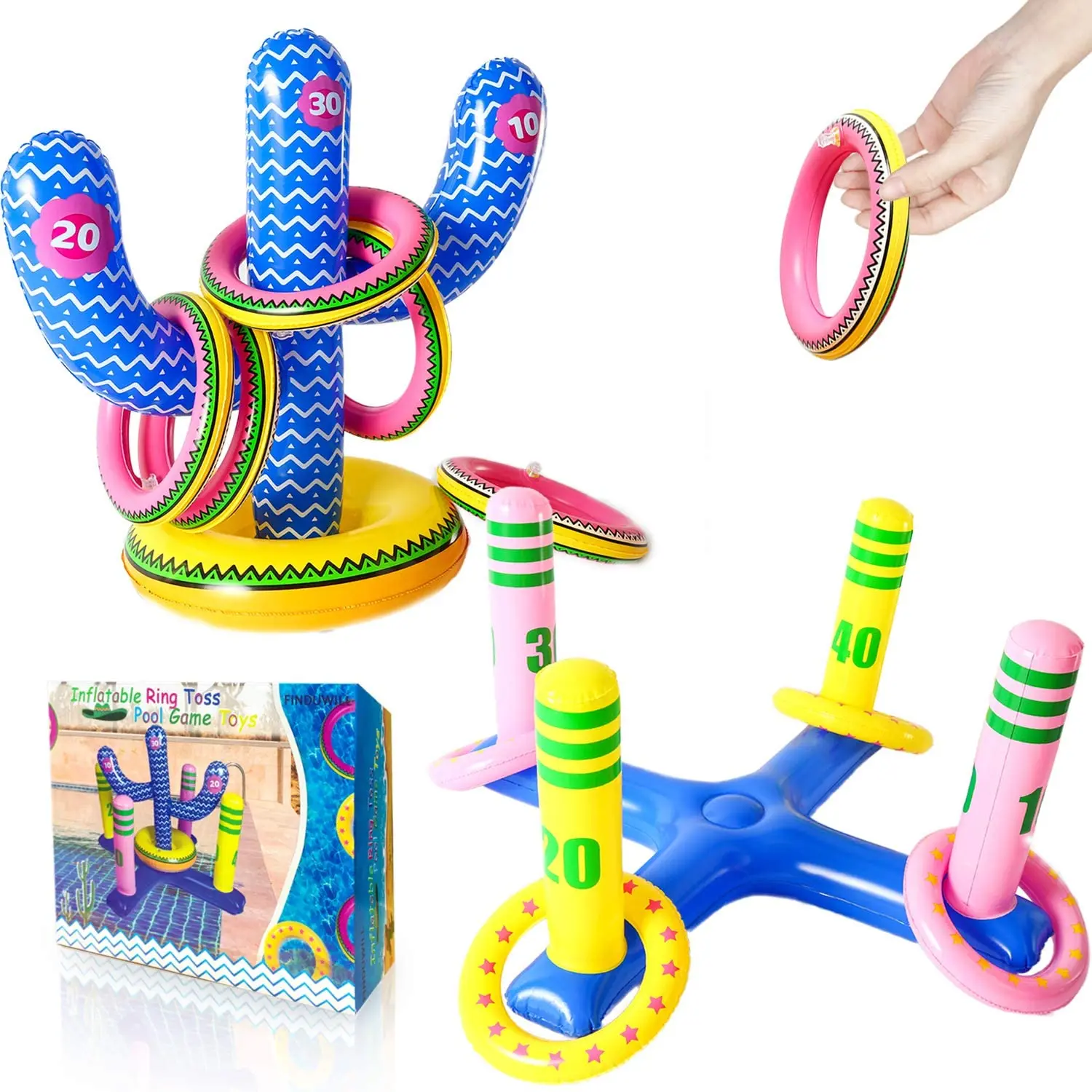 

Summer Family Party Water Pool Toys Games Cross Toss Game and Cactus Inflatable Pool Toys Ring Toss Game, Customized color