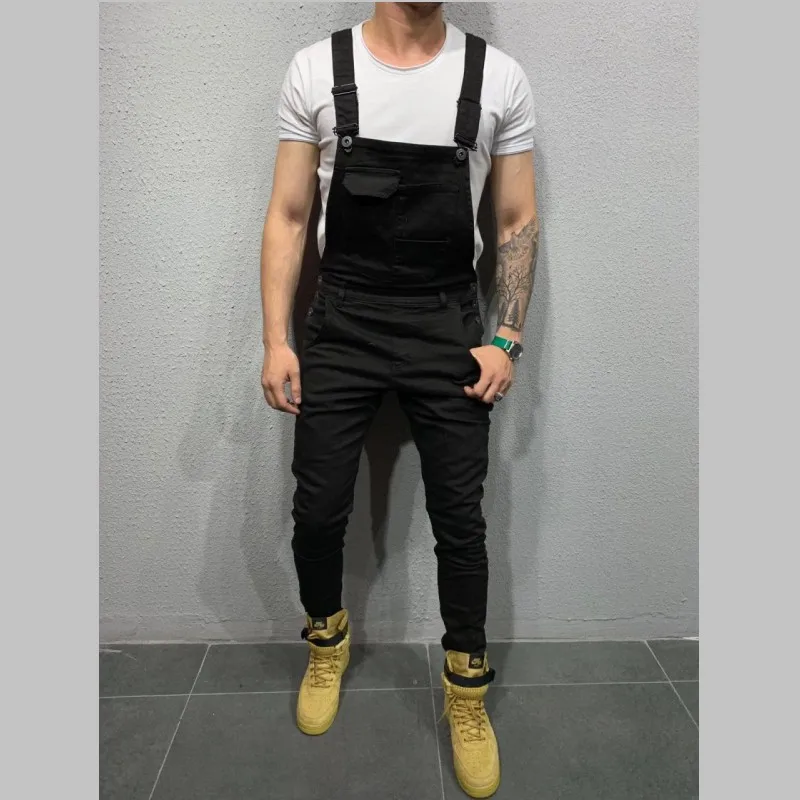 

Men's Ripped Mens Jeans Jumpsuits Street Denim Bib Overalls For Man Suspender Pants