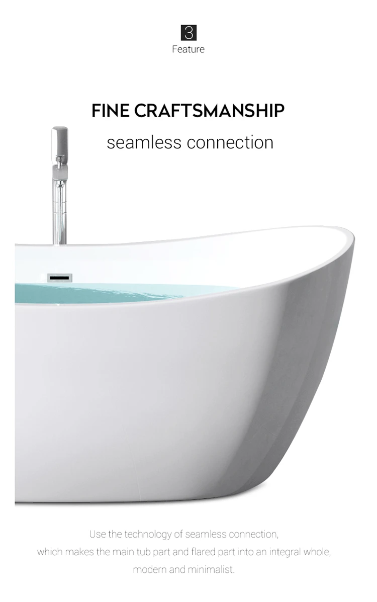 Doporro Freestanding Soaking Bathtub White Color Acrylic Material Bath Tub With Size 67inch