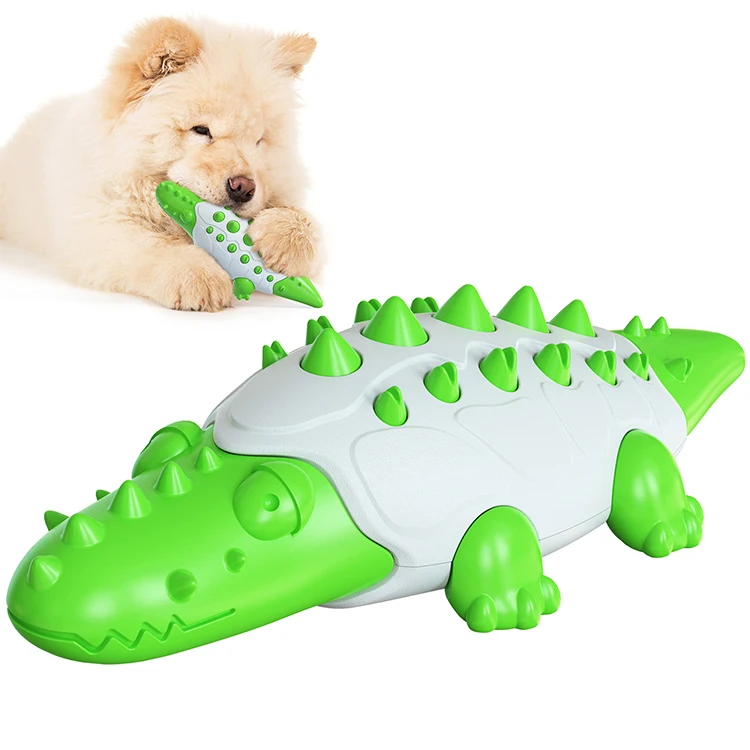 

Amazon Best Seller Crocodile Shaped Leaking Food TPR Teeth Cleaning Serrated Molar Rod Pet Playing Chew Toys Dog Toothbrush, Yellow/green/light blue/deep blue/brown