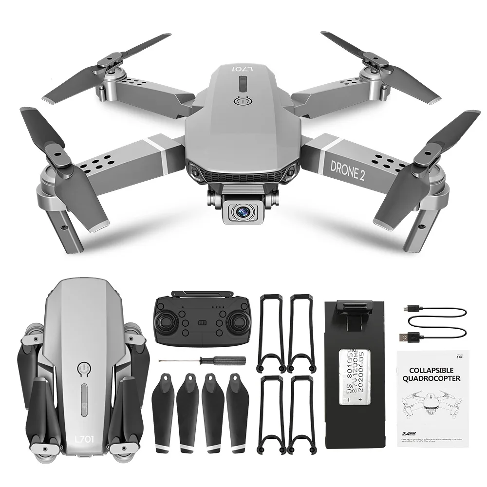 

LYZ L701 Mini Drone 4K 2.4G 6-axis GYR Quadrocopter with WIFI FPV Camera Hight Hold Mode Foldable Quadcopter Dron VS E68 E58, Gray;silver
