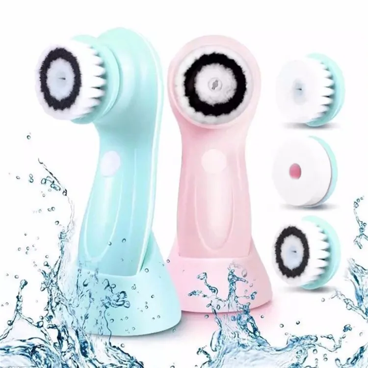 

Electric Face Wash Brush Skin Cleaner Sonic Vibrating Facial Cleansing Cleanser Brush Electric Face Exfoliator Brush, Pink purple blue