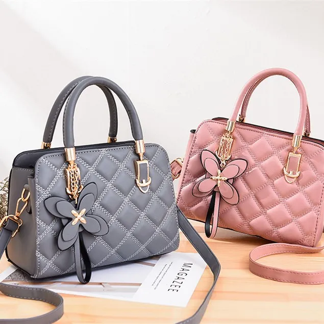 

Lingge luxury handbags for women bags shoulder leather for handbags with flower decoration, Accept customizable color