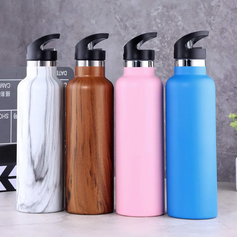 

Recycled BPA Free Slim Aesthetic Gym Double Walled Vacuum Insulated Stainless Steel Water Bottle with Straw Handle Lid for Sport
