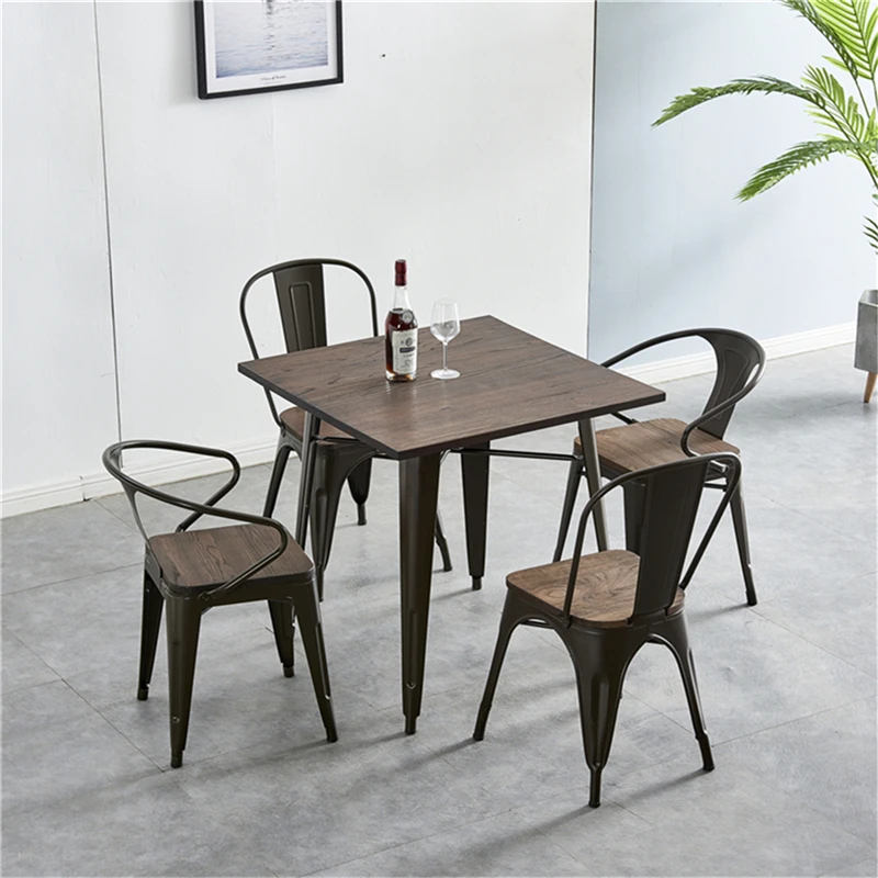 
Free sample India cheap dining room furniture Industrial Style metal iron dining table set 4/6 chairs Vintage dining room set 