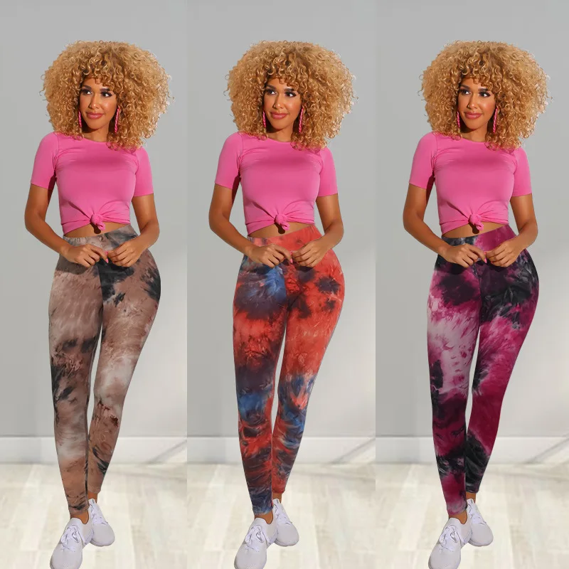 

TOB Hot selling custom tie-dye breathable yoga pants high waist Sportswear Pants leggings for women AM841