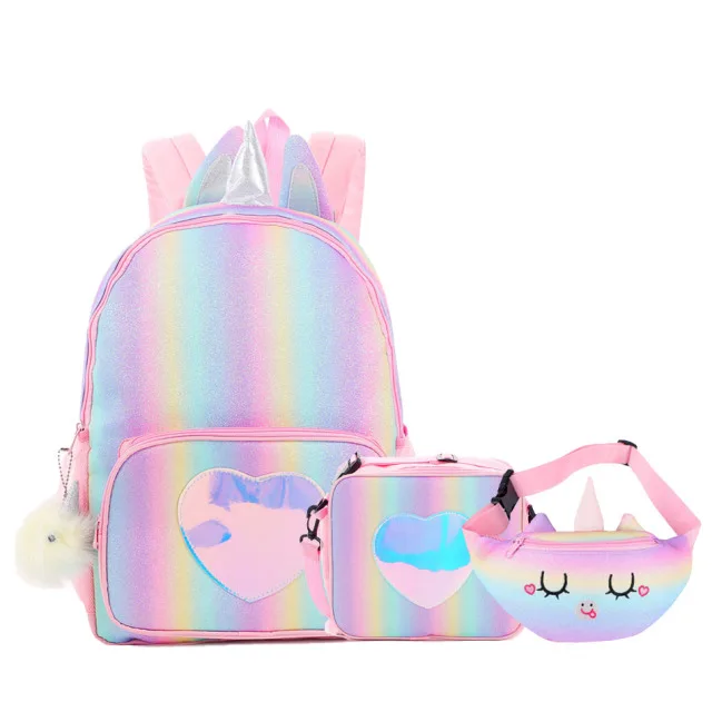 

2022 New School bags For Girls Laser Picnic Lunch Chest kids cartoon school bag sets
