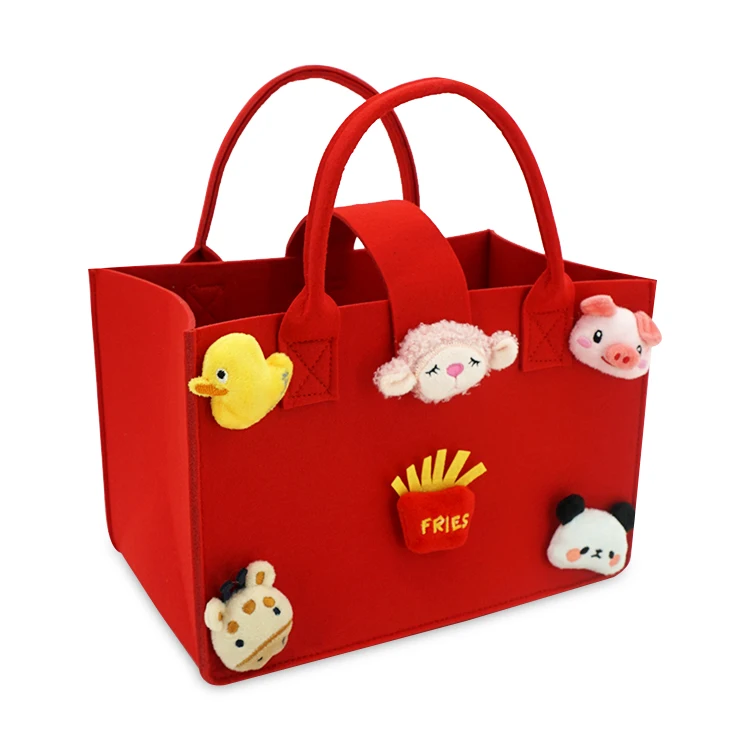 

Lady high qualities purse shoulder hand tote bag set eco clutch felt child cute DIY handbag, Pink or custom