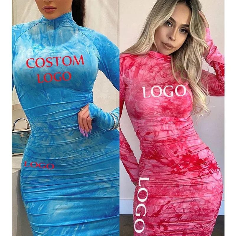 

Free Shipping Fashion Custom Style Casual Dress Print Dress